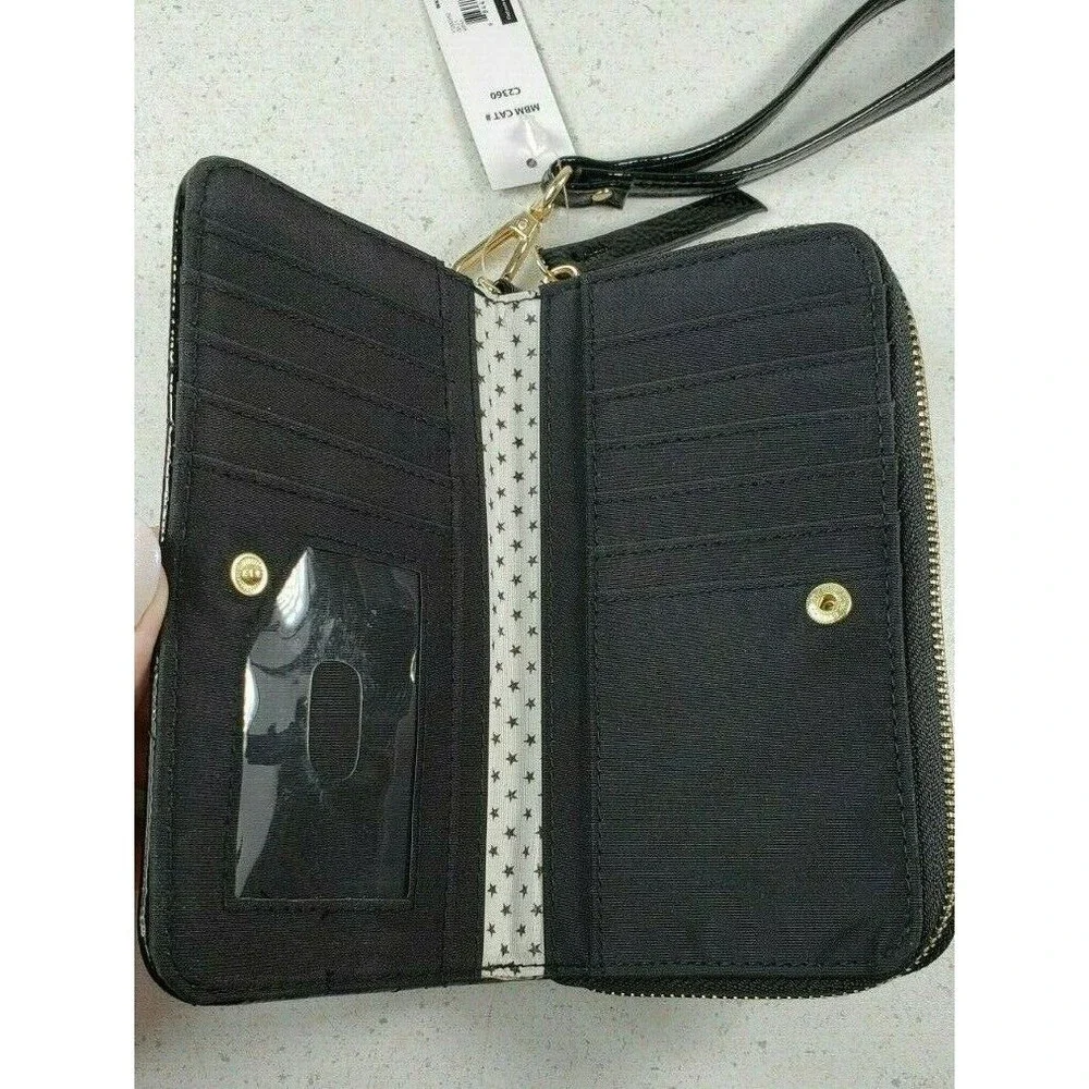 No Boundaries Kendra Black Studded Wallet Wristlet Clutch Purse Patent Leather
